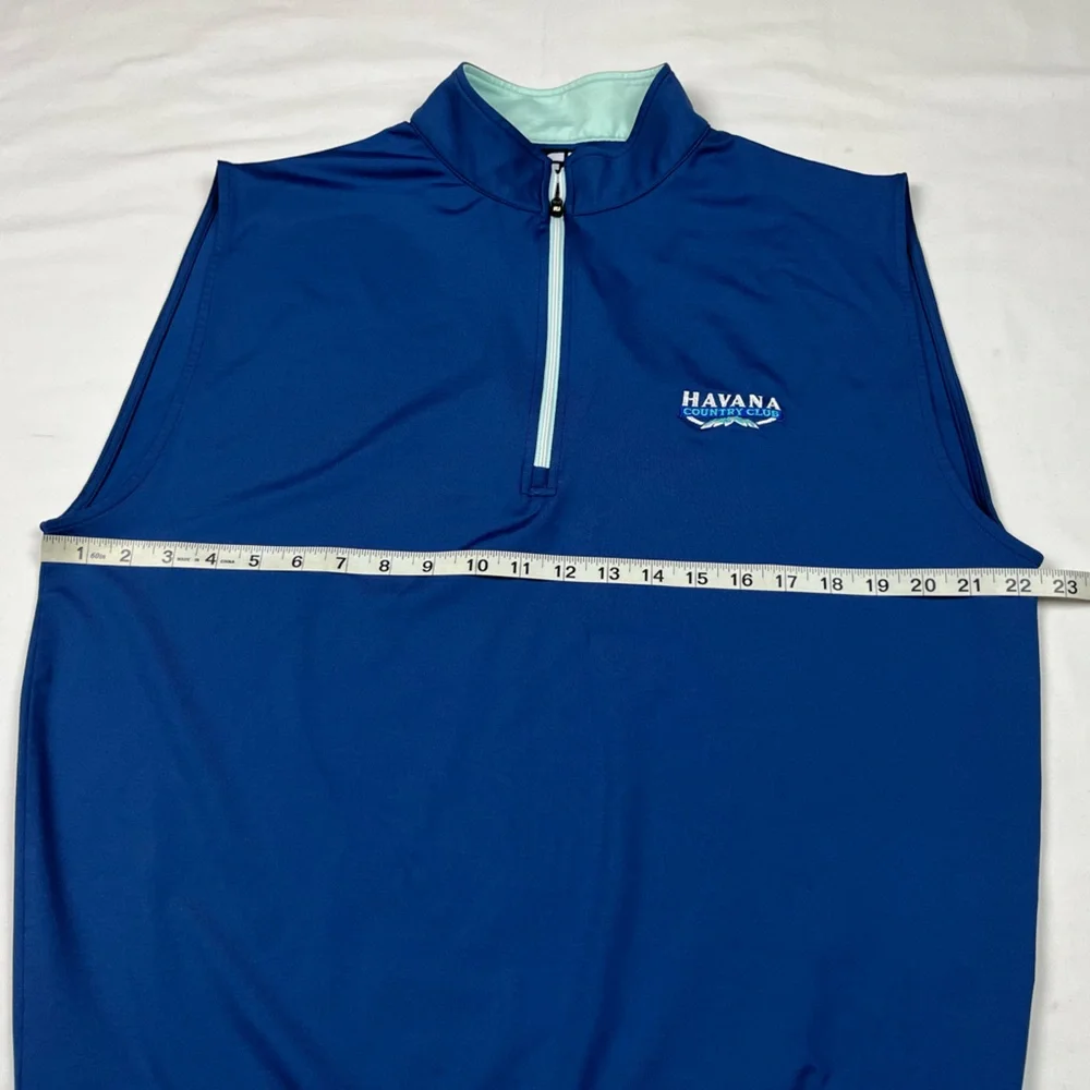 Footjoy Mens Pullover Golf Vest Sz Medium Havana Country Club Blue 1/2 Zip B1